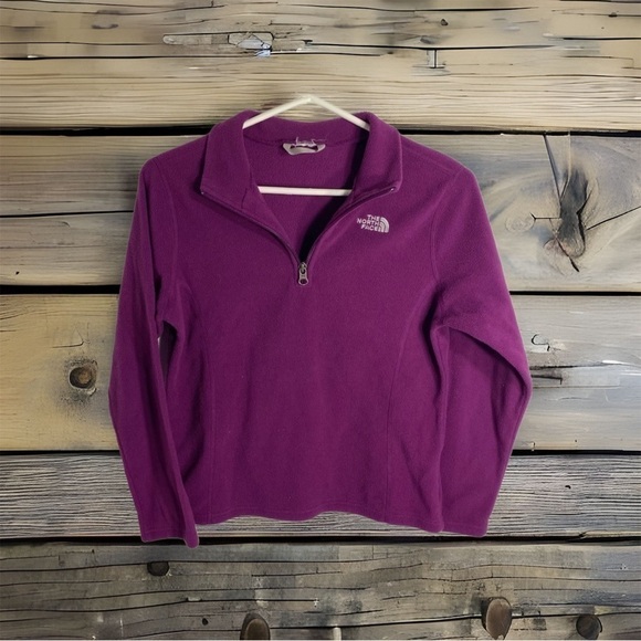 North Face Purple Fleece Kids Medium Zip Neck Sweatshirt Pullover - Picture 1 of 4